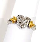 2 tone diamond heart ring