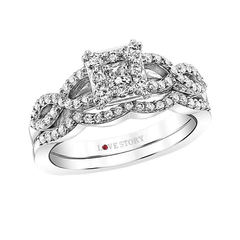 Infinity Twisted Diamond Matching Bridal Set 14K White Gold 0.34ct - U2349